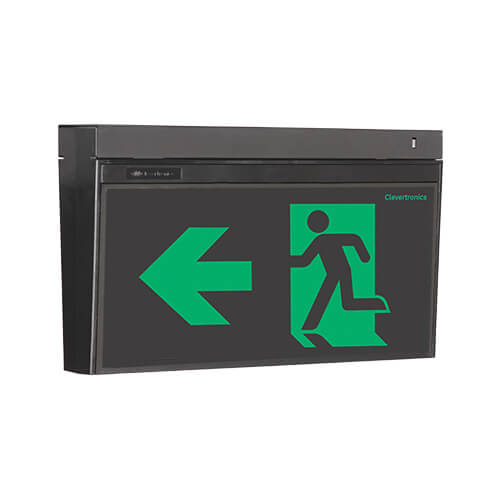 Cleverfit Pro Exit, Surface Mount, L10 Nanophosphate, Clevertest Plus, Theatre Version, Running Man Arrow Left, Single Sided